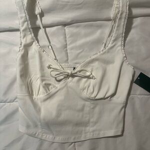 Wild Fable Ivory Lace-Trimmed Tank Top